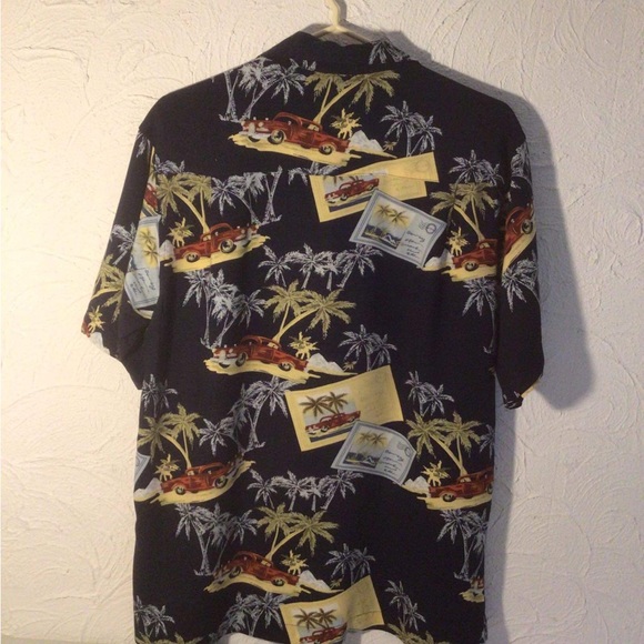 Authentic Knightsbridge Retro Cars Art Men’s Dark Blue Dress Shirt size 18 - Picture 3 of 3